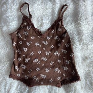 hollister brown floral tank top